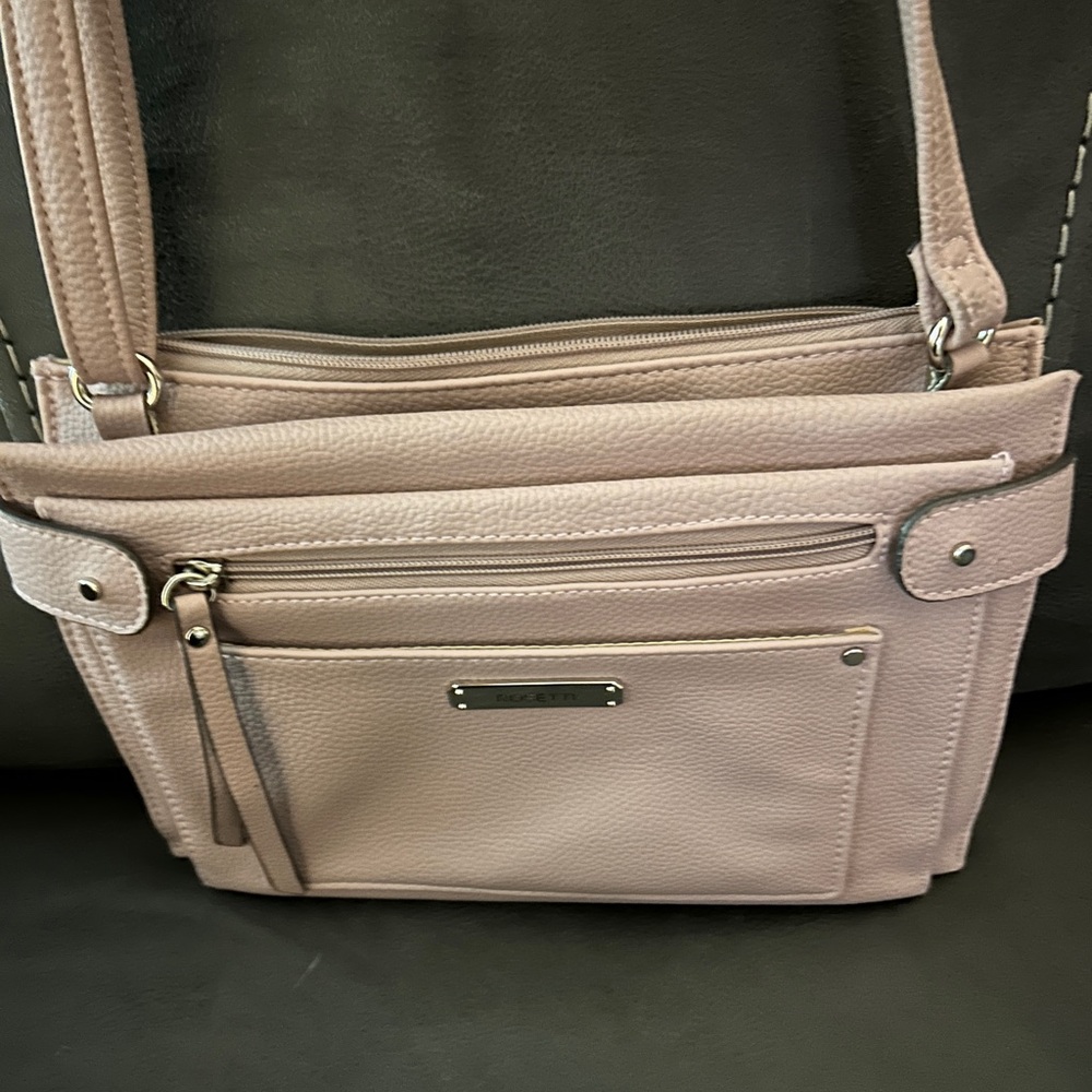 Rosetti Pink Crossbody Bag with Adjustable Strap and Silver Accents